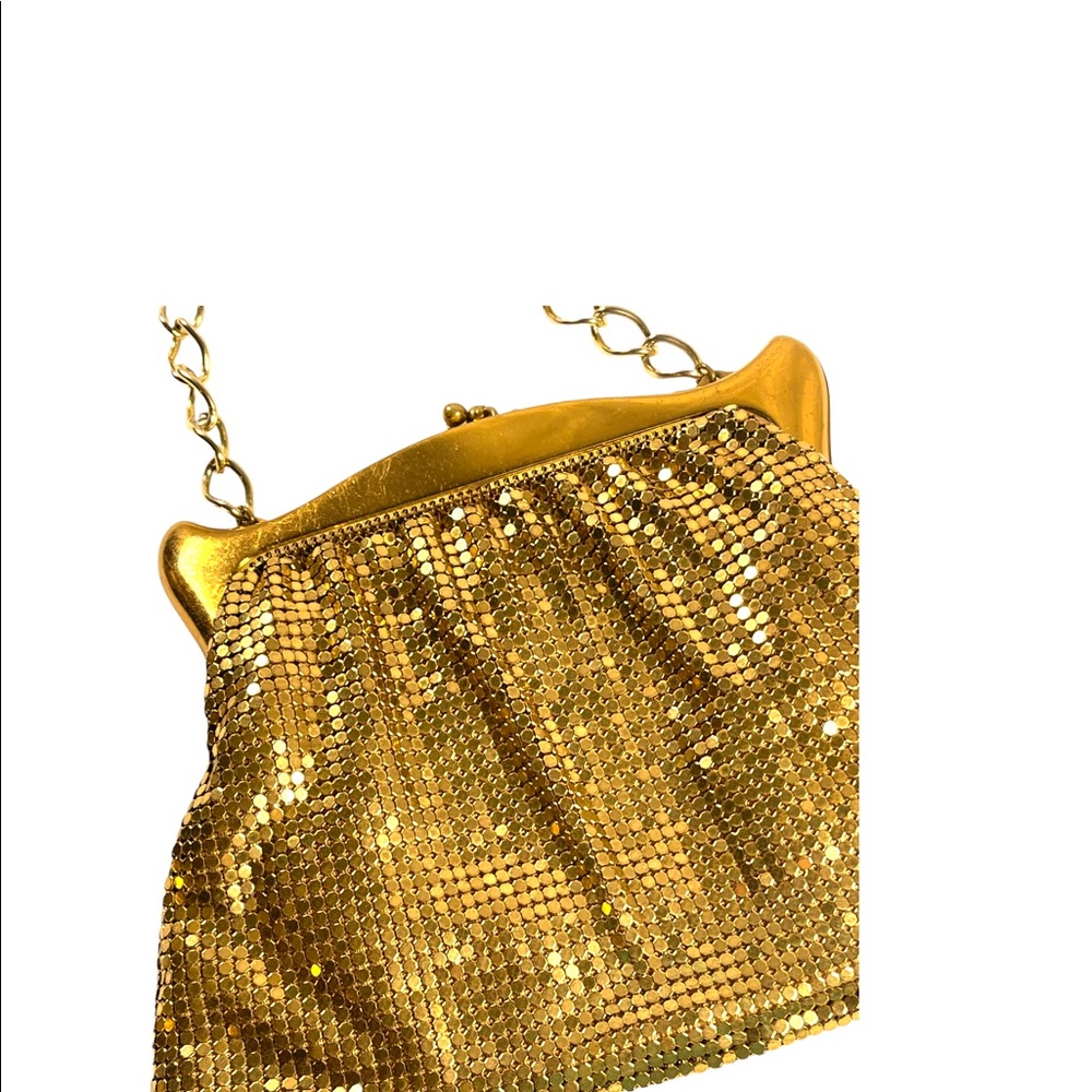 Vintage 1950s gold metal mesh chain mail Whiting & Davis wristlet evenin… - Picture 4 of 9